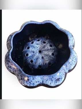 Van Briggle blue drip glaze flower frog and planter signed